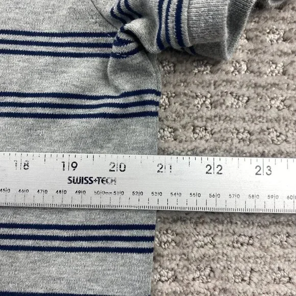 Tommy Hilfiger Polo Shirt Men Large L Gray Blue Striped Casual Golf Embroidered - Picture 7 of 8